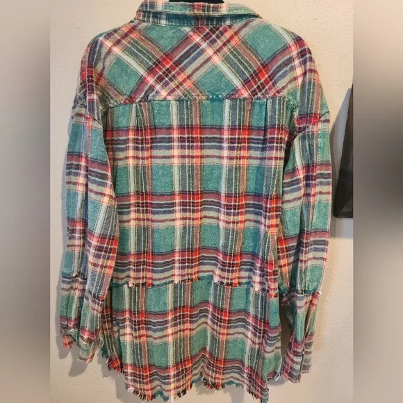 Oli & Hali Green Plaid Flannel Oversized Button-Up Shirt Sz XL - Picture 8 of 10
